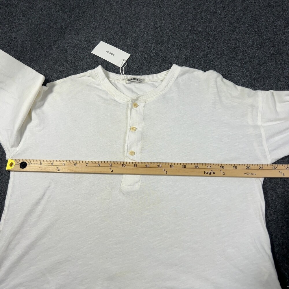 Buck Mason White Slub Longsleeve Henley Womens Sz Small Msrp68 [ME24] Pre-owned - Picture 5 of 12